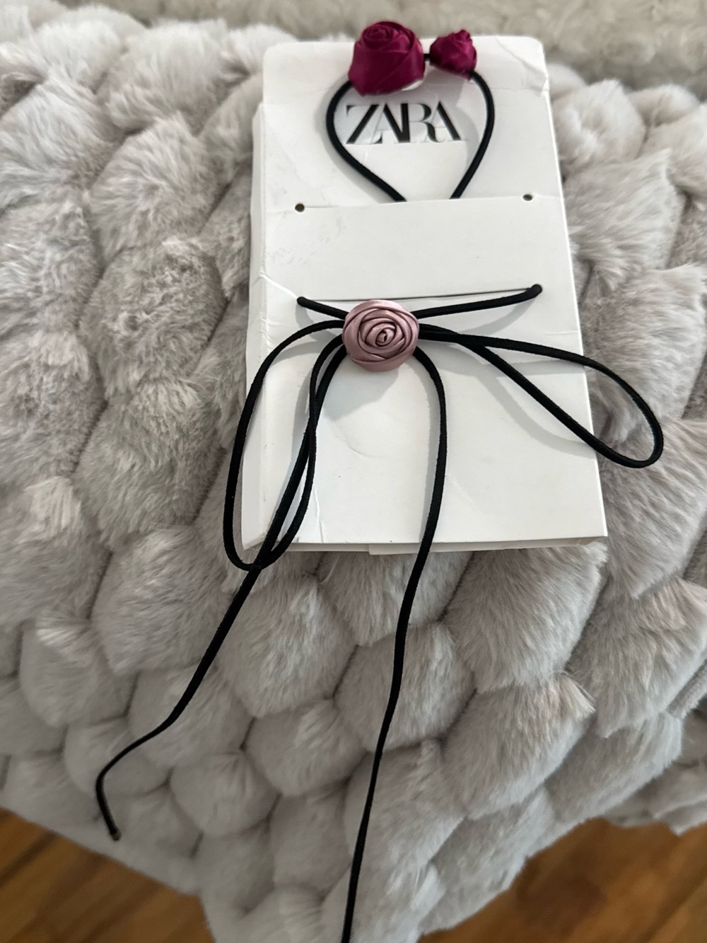 Zara Black Cord Necklaces with Rose Accents in Fuchsia and Dusty Pink